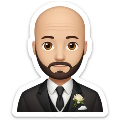 bald headed brown eyes groom with dark beard sticker