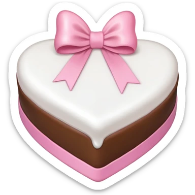 white heart shaped birthday cake with pink bow sticker