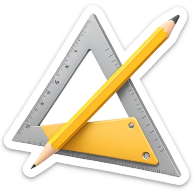 A flat-style illustration of a triangular ruler and a pencil side by side, symbolizing structured learning and academic growth. Clean, modern, cartoon style, white background, iOS emoji aesthetic. sticker