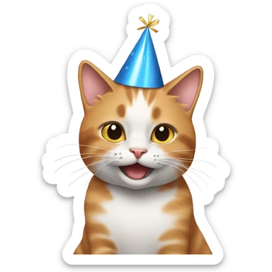 Cat dancing wearing a birthday hat sticker