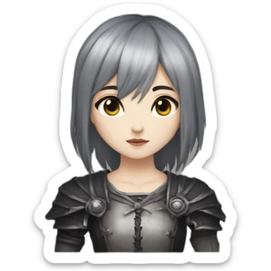 goth,girl,ash color hair,dark-souls,long,adorable,thin face,reddish eyes sticker