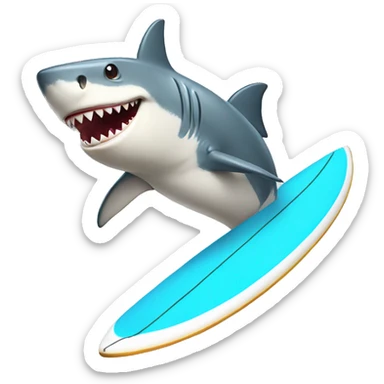 Shark with legs and riding a surfboard sticker