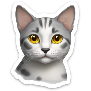 Cat white - gray , yellow eyes and grey spot on the nose sticker