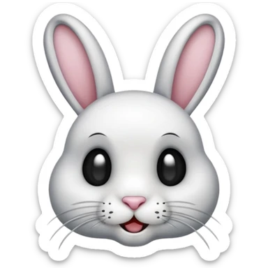 emoji d'une tête de lapin squelette noire qui dit bonjour de la main sticker