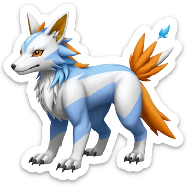 Garurumon-Renamon-Linoone-fusion-hybrid-creature (full body) sticker