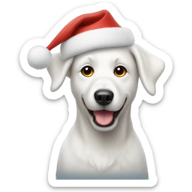 White dog whit a Christmas hat sticker