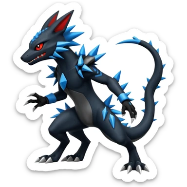 Edgy futuristic Zeraora-Salandit-Lucario-fusion sticker