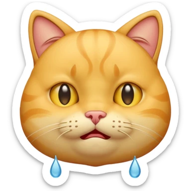 yellow cat  like this 😸😿🐱 with crying tears streaming down its cheeks (like this 😭) sticker