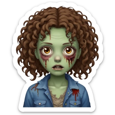 zombie girl with curly hair n brown eyes sticker