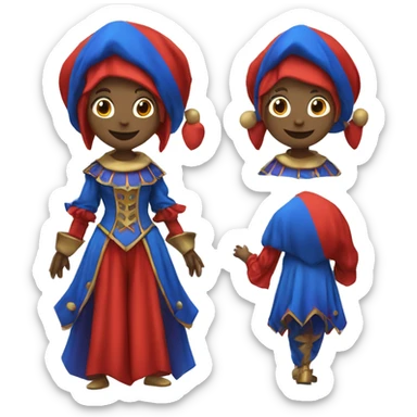 Pomni a female jester with red and blue jester clothes sticker