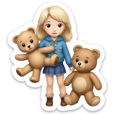 a full body of girl kid wearing fur clothing, playing teddy bear



















 sticker