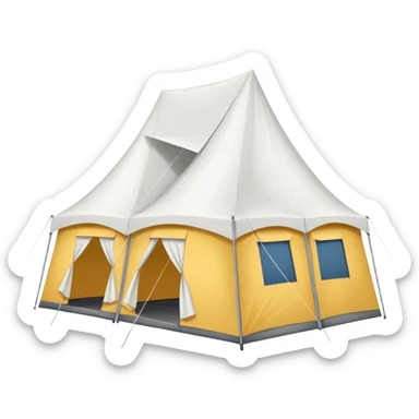 A cluster of three individual white canopy tents or pop-up tents sticker