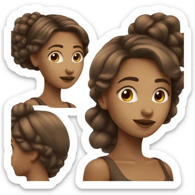 femme au cheveux marron lisse blanche sticker