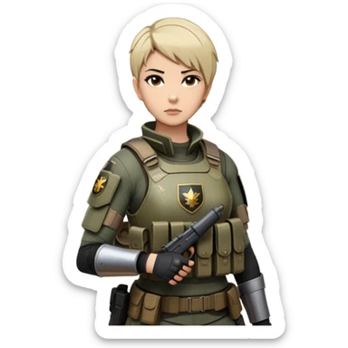 Her armor and uniform likely have a rugged, military aesthetic, with tactical gear strapped across her torso—ammo pouches, communication equipment, and maybe even battle insignia that mark her experience. Her face? Sharp, determined, perhaps framed by short-cropped or tied-back hair for practicality in combat. A scar or a tough expression could reinforce her hardened persona.

Now, her tank—a true beast of war. It should look menacing, reinforced with extra armor plates, rugged treads grinding over battlefield terrain. Weathered with scratches and battle marks, yet formidable. Does she personalize it? Maybe a signature emblem or some painted slogans—proof that she dominates the war zone with style.

Adding dynamic elements like dust kicking up from the tank’s movement, sparks from weapon fire, or an intense battlefield backdrop would enhance the energy. Let me know if you want to refine certain aspects or brainstorm alternative looks! sticker
