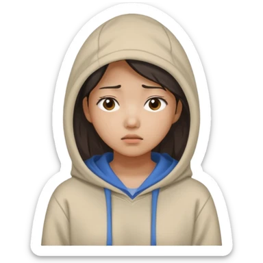 South Korean female college student with a worried face (melange hoodie) sticker
