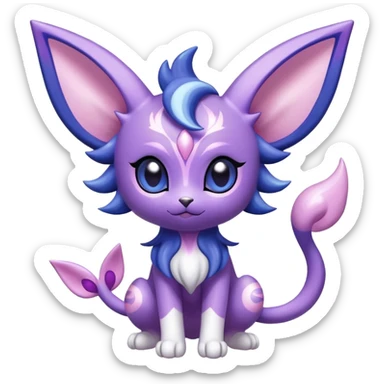 Shiny Exotic Cute Adorable Majestic Espeon-Espurr-Meowstic-Hybrid-Creature with pattern-markings sticker