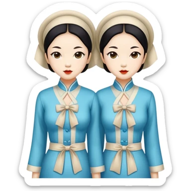 Vintage circus beautiful Asian female siamese twins  sticker