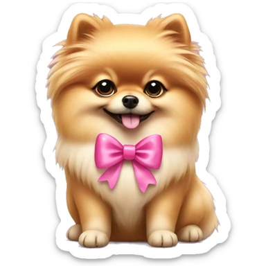 Pomeranian dog with pink bow sticker