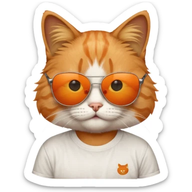 Cat with sunglasses with a shirt that reads suban sticker