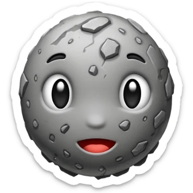 planet emoji, round, rocky gray, covered in pitted marks and rough patches sticker