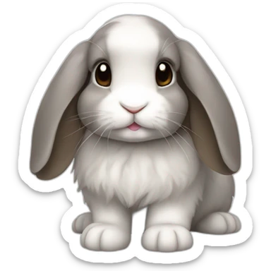 mini lop rabbit with grey fur and hint brown sticker
