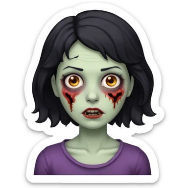 Uma zombi mulher com cabelo curto e preto ondulado sticker