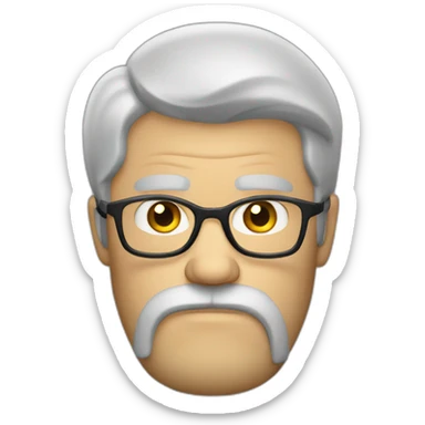 angry white man with beard, medium hair and glasses sticker