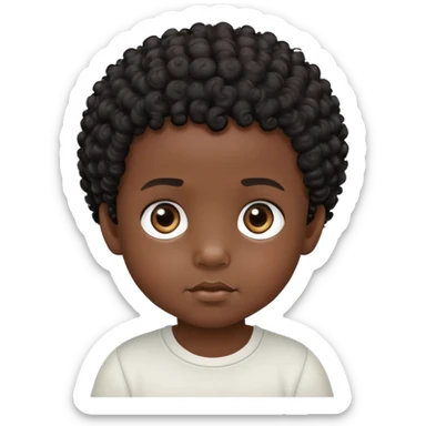 close up toddler boy face, African eyes, dark skin, black curly hair sticker
