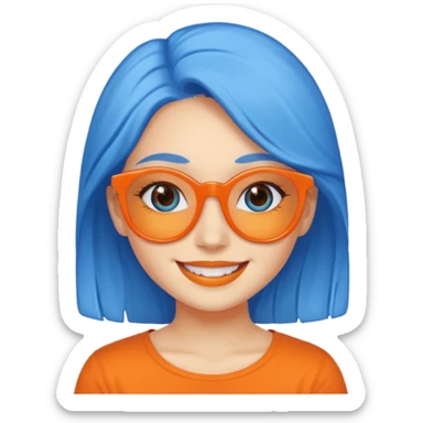 blue skinned orange glassed child girl sticker