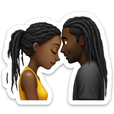 Black girl kissing black man with dreads sticker