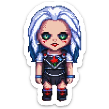 Chucky's bride in pixel art style sticker