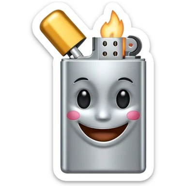 lighter with a smiling face emoji sticker