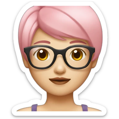 Taiwanese girl with pink short hair and wearing raybon sunglasses sticker