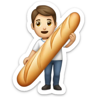 a french person holding a baguette, confused sticker