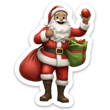 Hyper Realistic Santa waving and holding his sack sticker