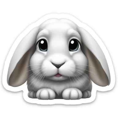 Mini lop eared rabbit, light grey with a white diamond on forehead between the eyes sticker