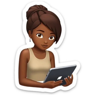 black girl playing roblox on her ipad sticker