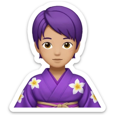 não binário japones kimono roxo sticker