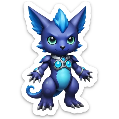 Cute cool colorful dark nebula fantasy-Digimon-animal-hybrid full body sticker