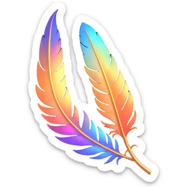 an iridescent phoenix feather, encircled by shimmering sparks, ethereal fantasy sticker