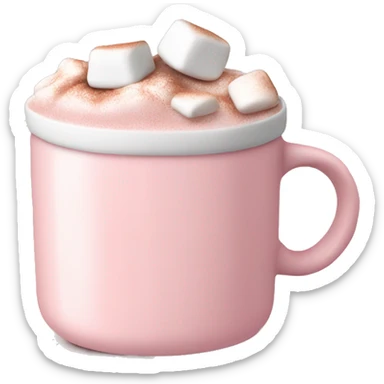 Light Pink mug of hot chocolate with marshmallows  sticker