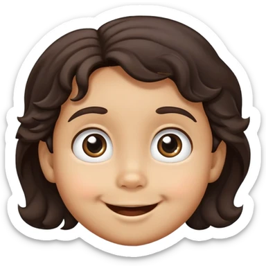 smiling toddler face with big eyes, medium skin tone, and dark wavy hair sticker