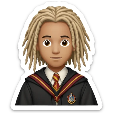 Luke Youngblood is Lee Jordan in harry potter, wear hogwarts uniform, dreadlocks hair sticker