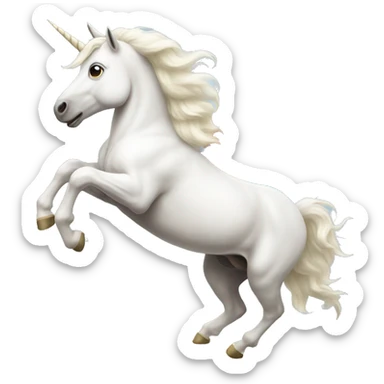 White Unicorn jumping over a rainbow sticker