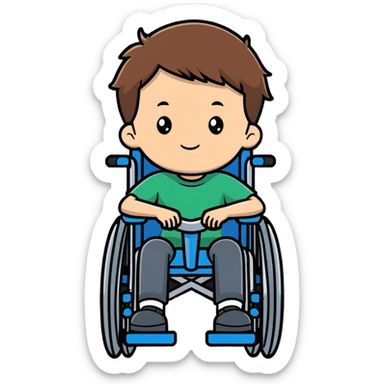 Brown haired bearded son in a wheelchair  sticker