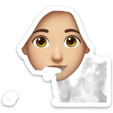 black border collie and woman with long brown hair sticker