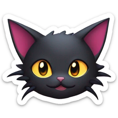 Cool Cute Edgy Black Dark Chibi Cat-Noibat-Noivern-Litten-Fakémon-hybrid sticker