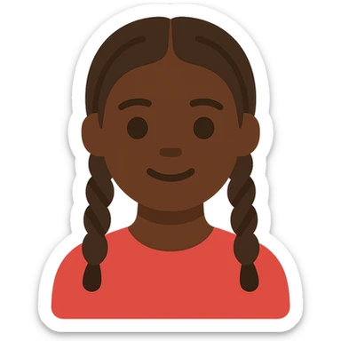 dark skin girl with braids wearing a red shirt sticker