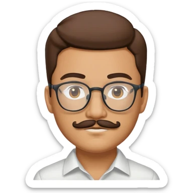 Moreno 1.63 de estatura bigote delgado lentes  sticker