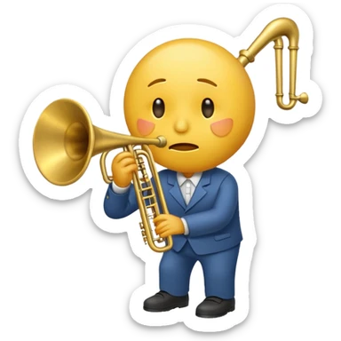 Emoji triste tocando el trombón sticker